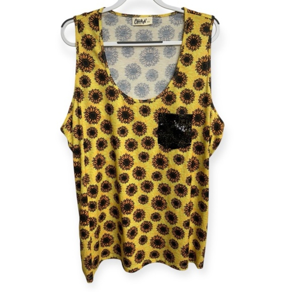Yellow Sunflower Graphic Tank Top Relaxed Fit‎